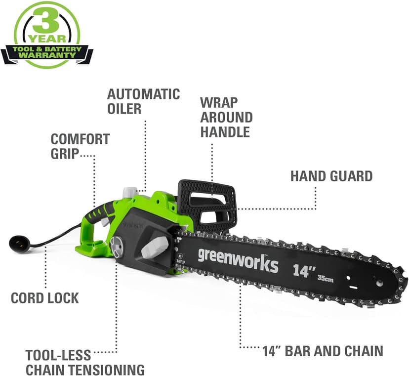Greenworks 10.5 Amp 14-Inch Corded Chainsaw 20222