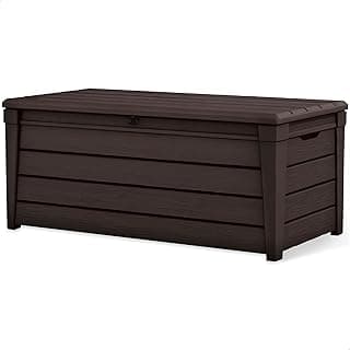 Keter Outdoor Storage Deck Box, Waterproof Patio & Pool Bin, Large, 120 Gallon, Brown