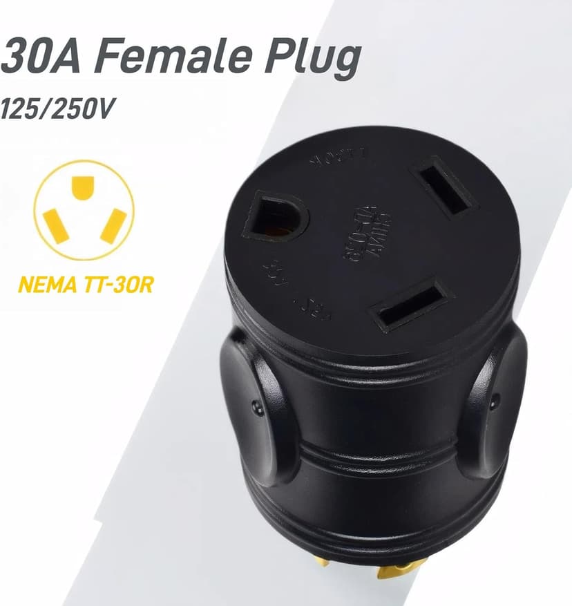 30 amp rv Power Adapter 4 Prong Twist Lock Plug Heavy Duty Converter L14-30P to TT-30R 125/250V 30A Male Plug to 30A Female Receptacle for Generator Caravan RV Camper