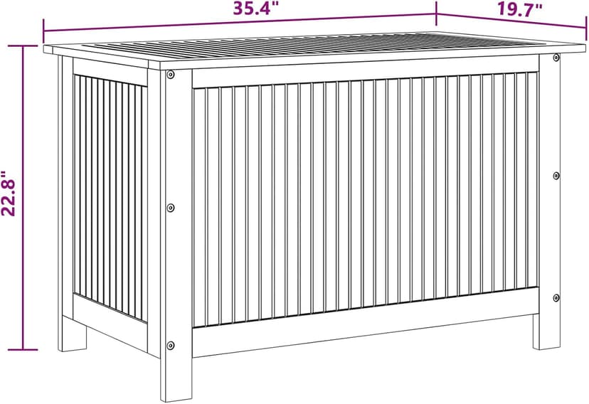 vidaXL Outdoor Storage Box, [Load Capacity Gallon] Deck Box with Lid, Storage Chest with Water-Resistant Bag Inside, 35.4''x19.7''x22.8'', Solid Acacia Wood