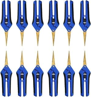 12PCS Pruning Shears with Curved Blades, Garden Trimming Scissors, Gardening Hand Pruning Snips Titanium Coated Precision Bonsai Pruning Shears, Convenient Flower Cutters (Blue)
