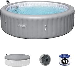 Bestway SaluSpa Hawaii Smart AirJet Inflatable Hot Tub Round Portable 6 to 8 Person Spa with 190 AirJets, App Control and EnergySense Cover, Grey