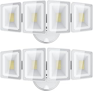 USTELLAR 100W LED Floods Light Outdoor, 10000LM Super Bright Flood Lights Switch Controlled, Security Lights with 4 Adjustable Heads, IP65 Waterproof, 5000K Daylight for Eave, House, Backyard 2 Pack