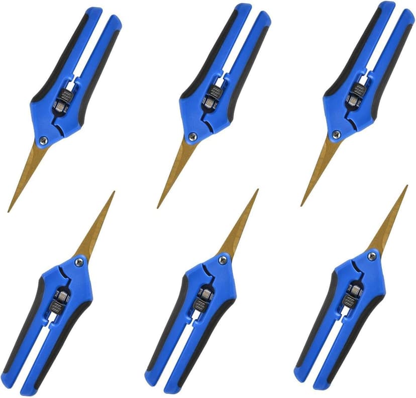 GROWNEER 6 Packs 6.5 Inch Pruning Shears with Curved Blades Trimming Scissors For Gardening Hand Pruning Snips Titanium Coated Precision Blades