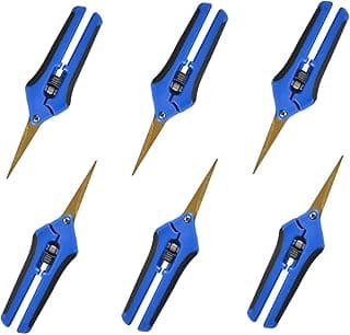 GROWNEER 6 Packs 6.5 Inch Pruning Shears with Curved Blades Trimming Scissors For Gardening Hand Pruning Snips Titanium Coated Precision Blades