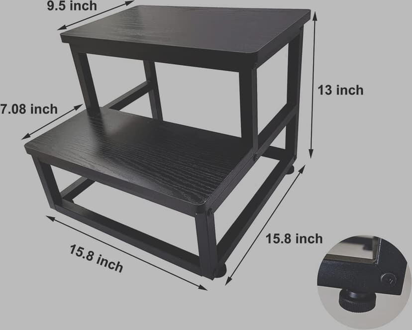 Step Stools for Adults Kids, Heavy Duty Sturdy Metal Frame Hold Up to 500 Lbs Capacity for Kitchen Bathroom Bedroon -Black