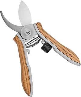 Mini Pruning Shears for Gardening Curved Blades Hand Pruners with Wooden Handle Garden Scissors Snips Stainless Steel Trimming Small Clippers Bonsai Compact Size Sheaering Tool