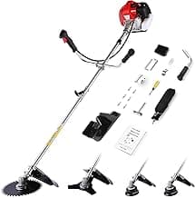 COOCHEER Weed Wacker 58cc, 4 in 1 Cordless Weed Eater Gas Powered, 2-Cycle String Trimmers Gas Brush Cutter Straight Shaft Gas Grass Trimmer for Lawn and Garden Care Trimming, Red