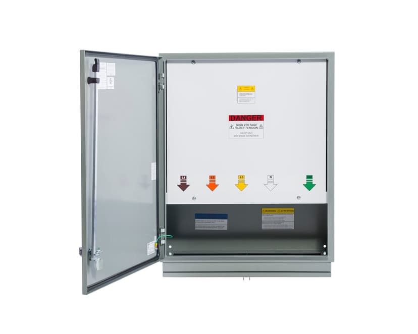 Compact Generator Docking Station, 400 Amp, 277/480 Volts -3 Phase 4 Wire, NEMA 4/12 CAM Lock Input, Series 16 CAM connectors, Color Code BRN/ORG/YEL/WHT/GRN, Portable Power Solution