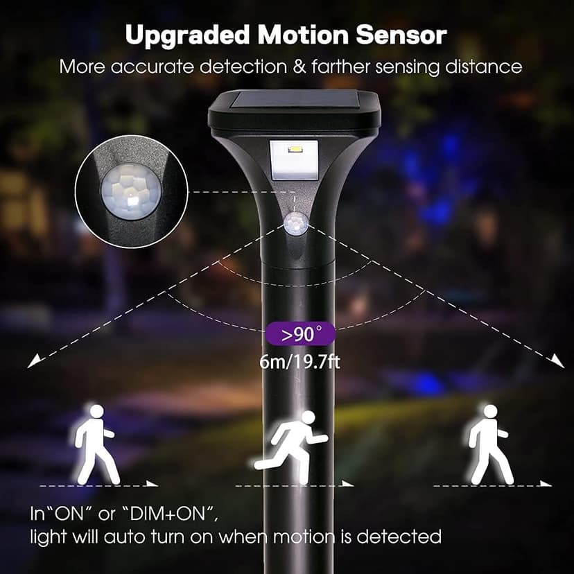 LED Solar Powered Motion Sensor Pathway Lights, Battery Powered Outdoor Waterproof Motion Detector Walkway Light, Use for Your House's Yard Backyard Driveway Sidewalk Path Garden etc.(4 Pack)