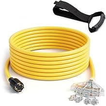 50Ft L14-30P to Four 5-20R, 4 Prong Generator Distribution Extension Power Cord, 30 Amp 125/250V 7500 Watts, 10 Gauge SJTW Cable… (50 FT)