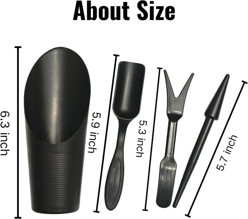 Garden Shovel Hand Tools Transplanting Potting Bonsai Soil Scoop Plastic Succulent Kits,Mini Garden Plant Care Shovel Soil (Black)