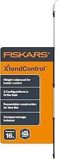 Fiskars XtendControl Extendable Tree Pruner (16 ft), Adjustable Branch Trimmer with Rotating Pruning Head, 15" X3 Double-Hooked Saw, 4-8 ft Extension Poles & Automatic Cord Reel for Precision Cutting