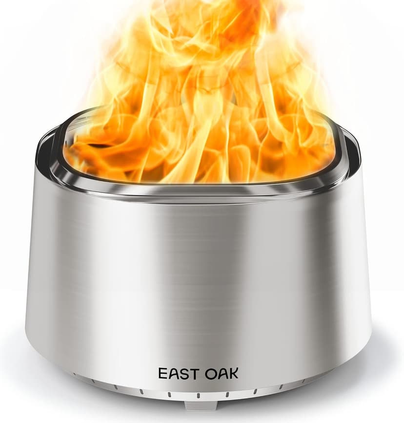 EAST OAK Camber Smokeless Fire Pit 29", Stainless Steel Fire Pits for Outside Large Wood Burning Firepit with Poker & Removable Ash Pan, Portable Bonfire Pit for Patio, Backyard, Chisel Steel