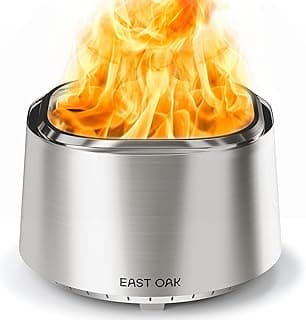 EAST OAK Camber Smokeless Fire Pit 29", Stainless Steel Fire Pits for Outside Large Wood Burning Firepit with Poker & Removable Ash Pan, Portable Bonfire Pit for Patio, Backyard, Chisel Steel