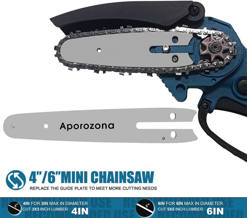 Mini Chainsaw Cordless 6 inch & 4 inch,2-in-1 Portable Electric Chain Saw Set, Handheld Chainsaw with 2 Batteries & Safety Lock for Tree Trimming, Wood Cutting, Garden & Home Use