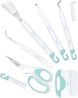 Sooez Weeding Tools for Vinyl, 6PCS Basic Tools Set for Cricut, Precision Craft Vinyl Tool Kit, Scoring Stylus/Weeder/, Scraper/Spatula/Tweezers/Scissors for Vinyl,Paper & Iron-on Projects,Mint Green
