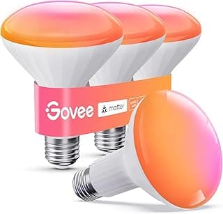 Govee BR30 Smart Light Bulbs, Works with Matter, Alexa and Google Assistant, LED Light Bulb, WiFi RGBWW Color Changing Flood Light Bulbs, Recessed Can Light Bulb, 2.4Ghz only, 850 Lumen, 4 Pack