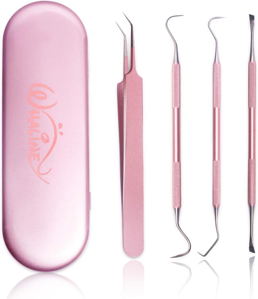 Whaline Weeding Vinyl Tools 4 Pieces Precision Stainless Steel Cricut Weeder Tool with Case, Vinyl Craft Paper Craft Tool Kit for Silhouettes Cameos, Lettering Scraper Hook Spatula Tweezers