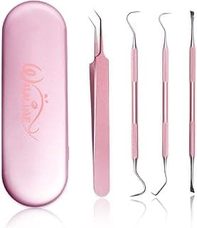 Whaline Weeding Vinyl Tools 4 Pieces Precision Stainless Steel Cricut Weeder Tool with Case, Vinyl Craft Paper Craft Tool Kit for Silhouettes Cameos, Lettering Scraper Hook Spatula Tweezers