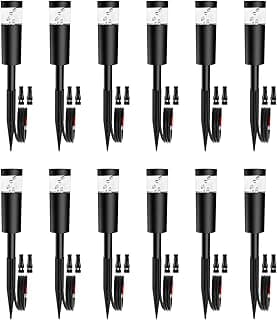5W Low Voltage Landscape Pathway Lights with Connectors 12V Outdoor Landscape Lighting LED Bollard Path Lights Wired IP65 Waterproof Warm White Walkway Lights for Garden Yard Lawn (12Pack)