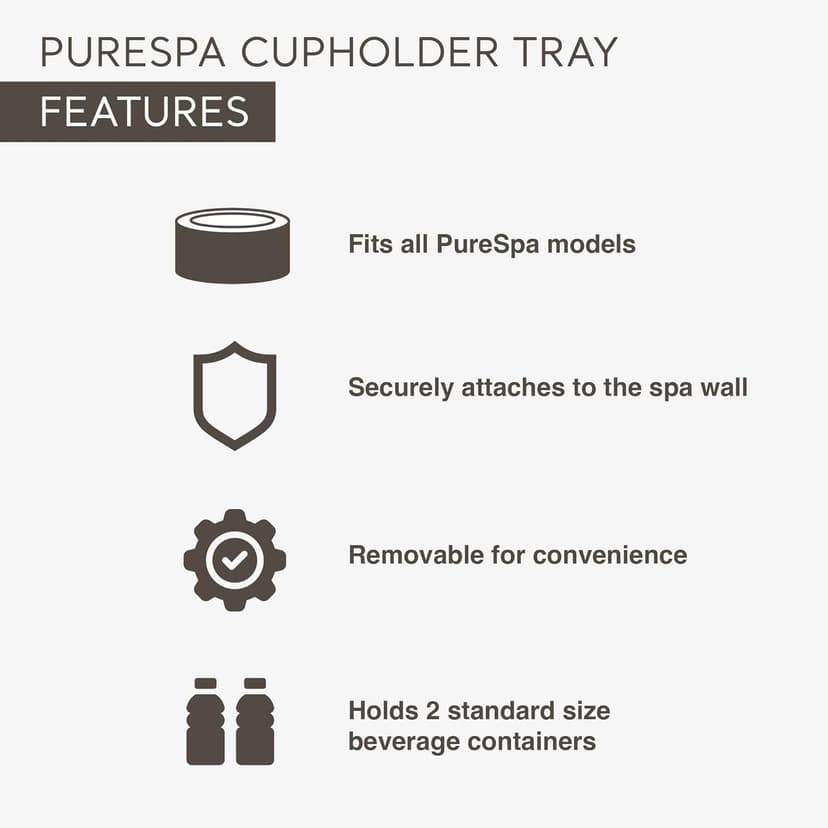 Intex PureSpa Attachable Cup Holder for Spa Wall, Pool and Hot Tub Accessory for Drinks that Holds 2 Standard Sized Beverages, Tan