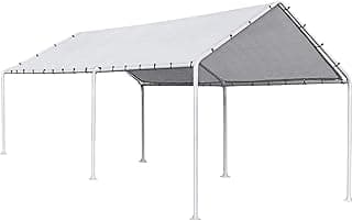 FDW 10'x20' Heavy Duty Galvanized Carport Waterproof Canopy Tent with Anchor Kit, Open-Sided Design for Cars and Outdoor Use