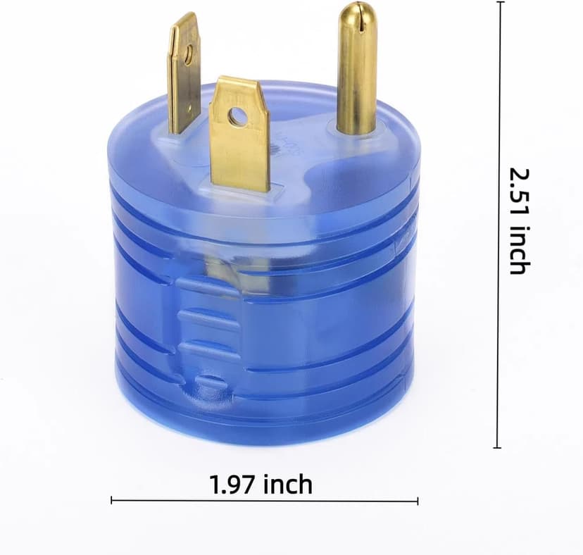RV Power Adapter 30 amp to 110 Adapter, NEMA TT-30P to 5-15R , 30A Male to 15A Female (30M/15F-Round, Clean Blue)