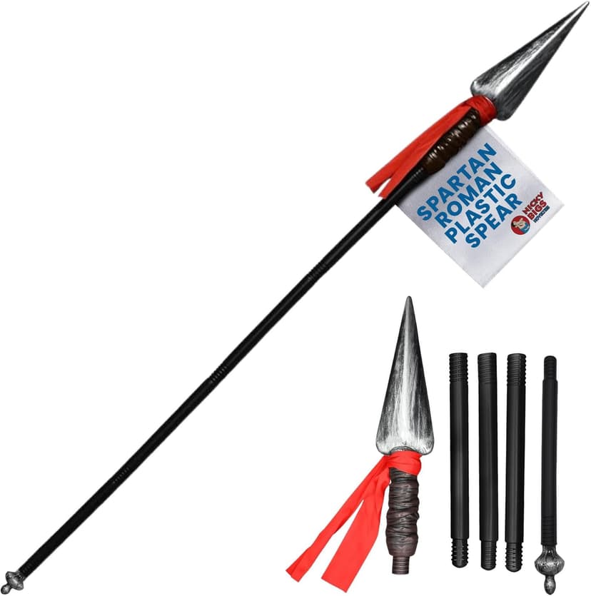 Nicky Bigs Novelties - Adult Plastic Spartan Spear, Roman Replica, Viking Spear Costume, Native American Weapons Roman Gladiator Woman and Men Spartan Halloween Costume