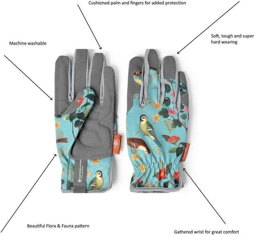 Burgon & Ball Flora & Fauna Design Flexible and Durable Ladies Premium Gardening Pruning Gloves one size fits all