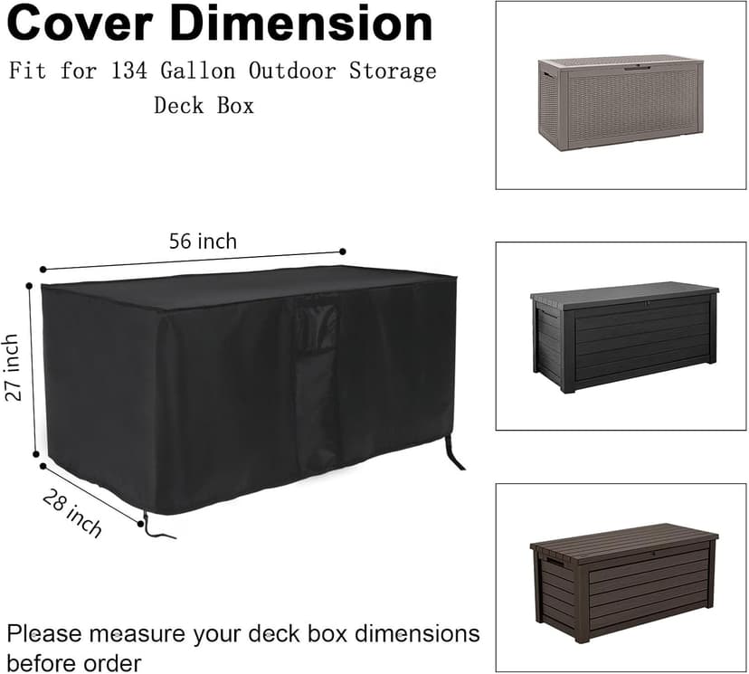 Outdoor Deck Storage Box Cover for 134 Gallon Deck Boxes,Waterproof Patio Storage Box Cover - 56 X 28 X 27 Inch