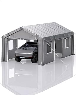 10' x 20'x 10' Portable Garage, Heavy Duty Carport with 180G Side Walls, Front and Rear Doors, Car Shelter for Trucks, Boats, and SUVs - Grey