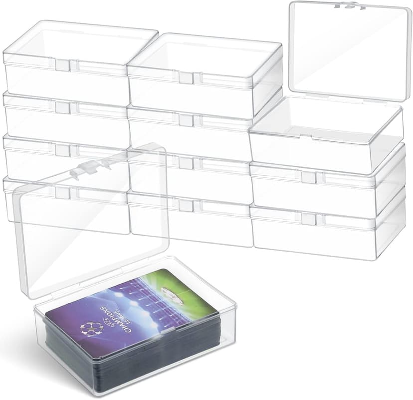 Vicenpal 12 Pcs Playing Card Boxes Clear Plastic Deck Cases Trading Card Storage Boxes Compatible with MTG TCG 100 Game Cases Holder 4.45 x 2.91 x 1.35 Inch