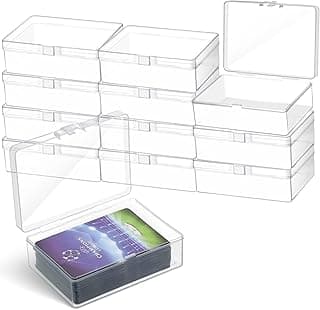 Vicenpal 12 Pcs Playing Card Boxes Clear Plastic Deck Cases Trading Card Storage Boxes Compatible with MTG TCG 100 Game Cases Holder 4.45 x 2.91 x 1.35 Inch