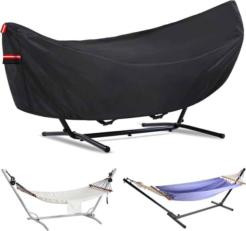 Waterproof Hammock Cover, Sun Rain UV Dust Snow Protection with Windproof Straps & Soft Cotton Lining for 55 inch Spreader Bars