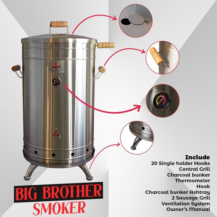 (50 Pound) Stainless Steel Barrel Charcoal Smoker – Ultimate BBQ for Wood & Charcoal Grilling – Perfect for Smokers, Barbeque Grill Enthusiasts & Outdoor Cooking, Vertical Smoker.
