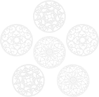 Tirvets for Hot Dishes, Silicone Trivet Hot Pads for Kitchen, Silicone Trivets for Hot Pots and Pans, Trivets for Quartz Countertops, White Kitchen Silicone Trivet Mat for Tabletops Set of 6