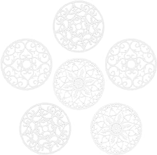 Tirvets for Hot Dishes, Silicone Trivet Hot Pads for Kitchen, Silicone Trivets for Hot Pots and Pans, Trivets for Quartz Countertops, White Kitchen Silicone Trivet Mat for Tabletops Set of 6