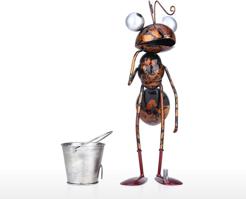 Tooarts Metal Ant Garden Decor Sculpture Home Patio Lawn Yard Indoor Outdoor Statue Ornament with Removable Bucket