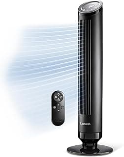 LASKO Ascend 36" Tower Fans for Home, 29 ft/s Airflow, Quiet 29dB on Low, 90° Oscillation, 12 Hour Timer, Air Filter for Hair & Dust, Remote, Black, OST100