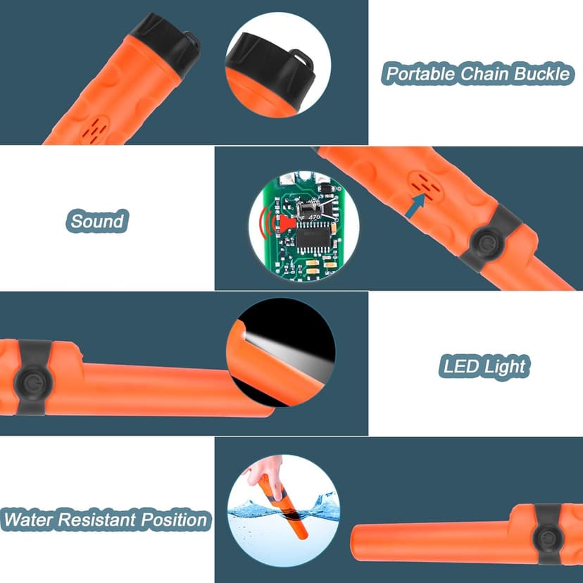 Kuman Pin pointer Water Resistant Metal Detectors with Holster Treasure Hunting Unearthing Tool Accessories Buzzer Vibration Automatic Tuning KW30