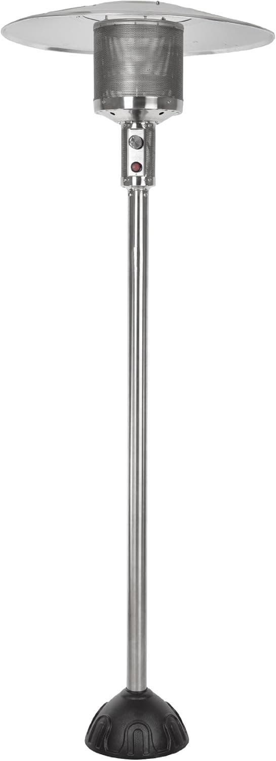 Fire Sense 61445 Natural Gas Patio Heater 45,000 BTU With Electric Ignition System For Residential - Stainless Steel