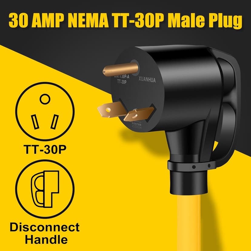 30 AMP Generator Transfer Switch Adapter Cord, Heavy Duty STW 10 Gauge NEMA TT-30P Male to L14-30R Female, 3 Prong to 4 Prong Generator Adapter Plug Twist Lock to House Inlet Box,1.5FT