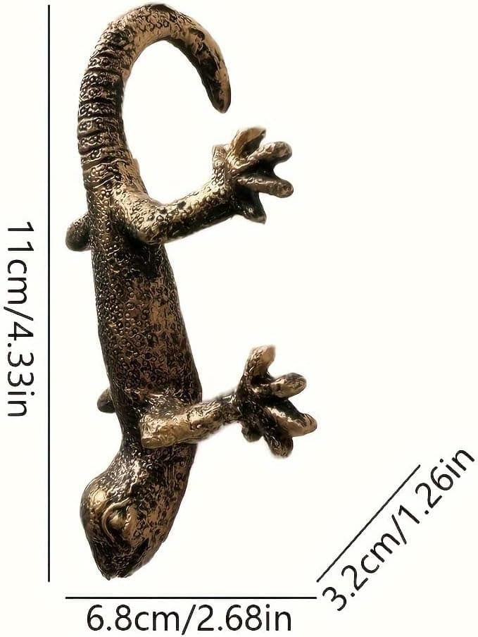Vintage Bronze Gecko Planter Pot Hugger Flower Figurine – Resin Climbing Lizard Statue for Garden, Fairy Garden Terrarium, Outdoor Fence & Yard Decor，Versatile Home & Office Decor