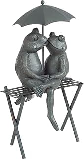 Pure Garden Frog Couple Statue-Resin Romantic Animal Figurine for Outdoor Lawn and Garden D?cor-Great for Flower Beds, Fairy Gardens, and More