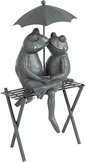 Pure Garden Frog Couple Statue-Resin Romantic Animal Figurine for Outdoor Lawn and Garden D?cor-Great for Flower Beds, Fairy Gardens, and More