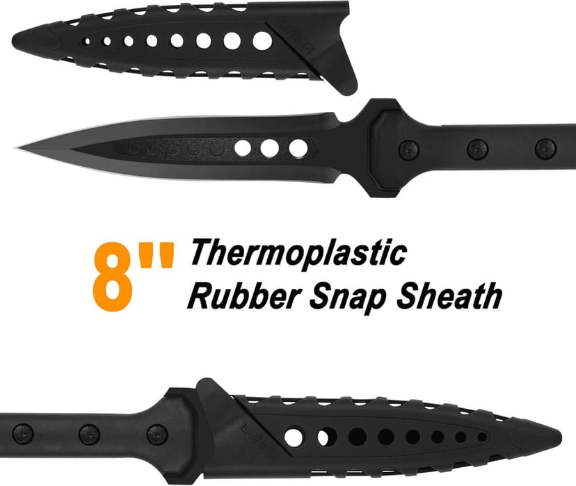 Kalkal Hunting Spear, 2Cr13 Double Edged Stainless Steel Survival Spear, Nylon-Fiberglass Tactical Throwing Spear Handle, Tactical Spear with Secure Sheath for Camping, Outdoor