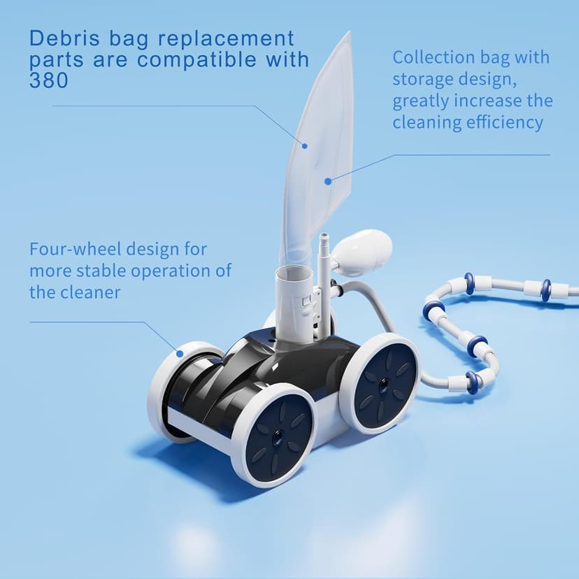 Upgrade Pool Pressure Side Sweeper: Professional Solution for Cleaning Your Swimming Pool (Four Wheels Better Than Three)