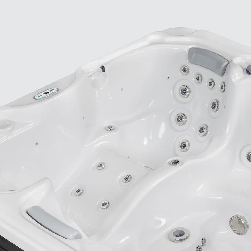 Dallas 6 - Person 82 - Jet Acrylic Hot Tub with LED Lights, Ozonator, and Cover in Ice White