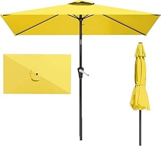 6.5' x 10' Rectangular Patio Umbrellas for Outdoor, Outdoor Table Umbrella, Large Outdoor Patio Umbrellas with 6 Sturdy Ribs for Market, Garden, Pool (Yellow)